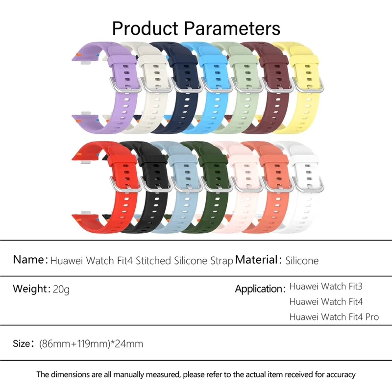 KALEBOL Silicone Watch Strap for Huawei Watch Fit 4 Pro / Fit 4 / Fit 3 Stitching Line Wrist Band - Orange