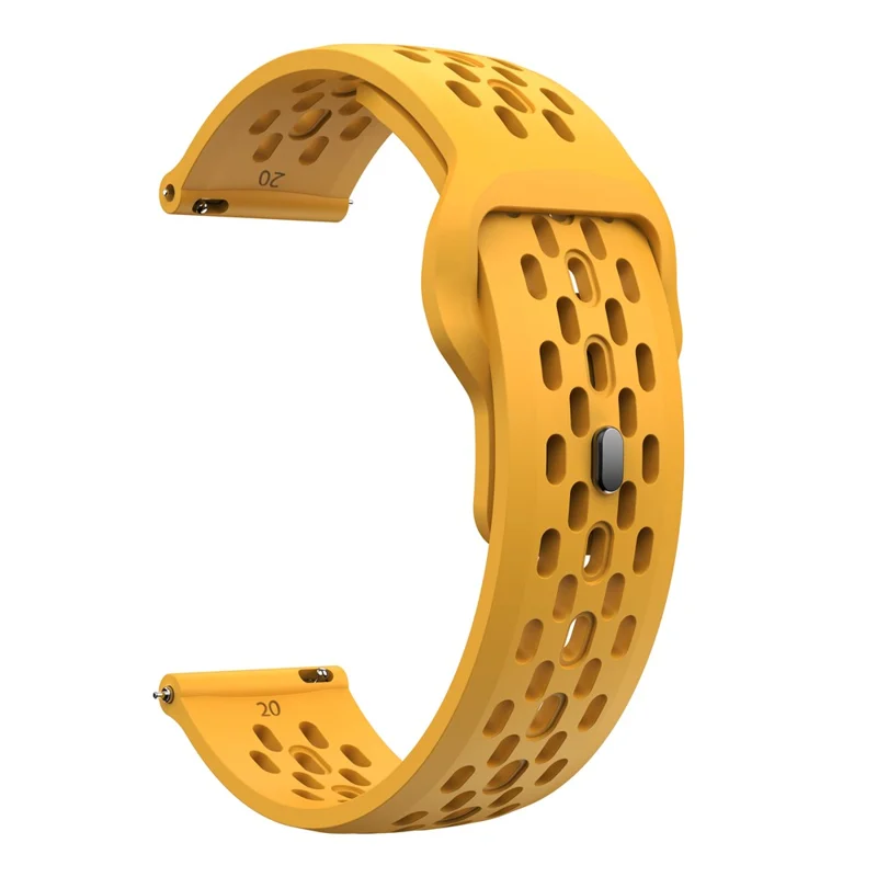 KALEBOL Per Samsung Galaxy Watch7 44mm / 40mm Cinturino 20mm con Design a Fori Fibbia Inversa Cinturino in Silicone - Giallo Scuro