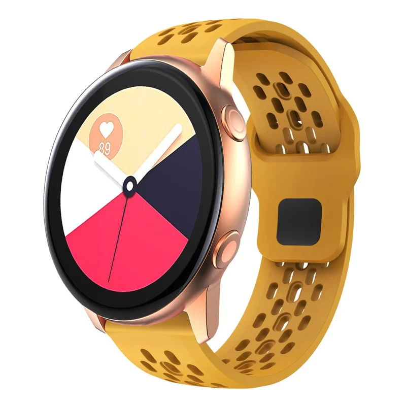 KALEBOL Per Samsung Galaxy Watch7 44mm / 40mm Cinturino 20mm con Design a Fori Fibbia Inversa Cinturino in Silicone - Giallo Scuro