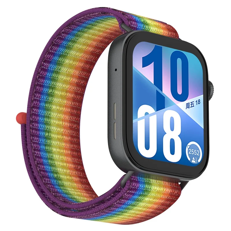Wrist Strap for Huawei Watch Fit 4 Pro / Fit 4 / Fit 3 Magic Tape Nylon Loop Watch Band - Rainbow