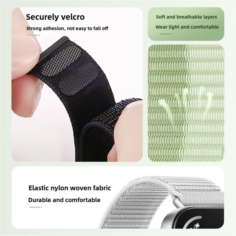 Cinturino da polso in nylon per Huawei Watch Fit 4 Pro / Fit 4 / Fit 3 Magic Tape Loop Cinturino - Verde Menta