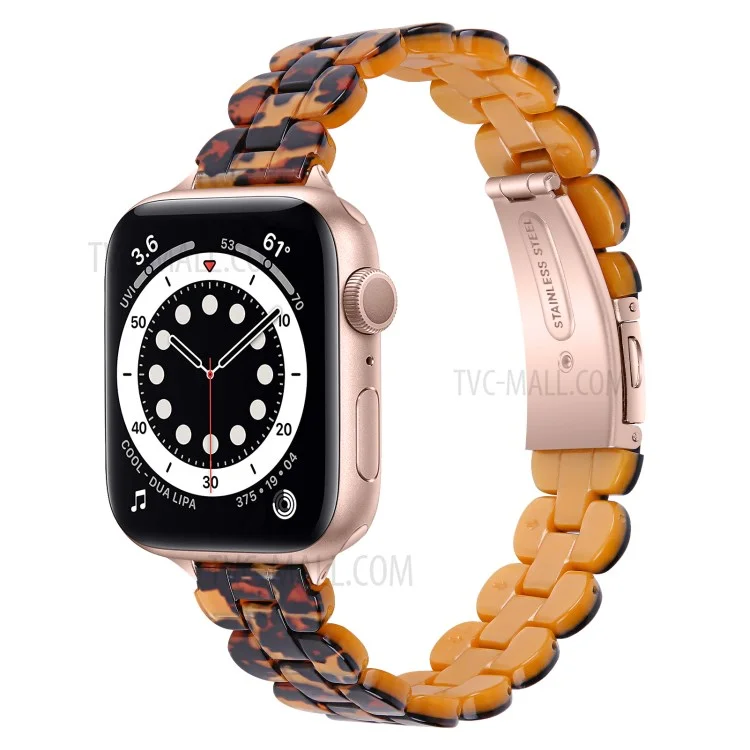 Oval Resin Replacement Smart Watch Band Wrist Strap for Apple Watch Series 10 42mm / 9 8 7 41mm / 6 5 4 SE SE (2022) SE (2023) 40mm / 3 2 1 38mm - Leopard Print
