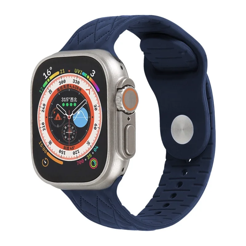Correa de Silicona para Apple Watch Series 10 Ultra 9 8 7 SE 6 5 4 3 2 1 46mm 49mm 45mm 44mm 42mm Diseño de Rombos - Azul Medianoche