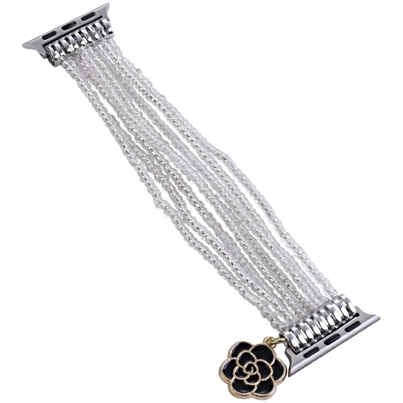 Watch Strap for Apple Watch Ultra 3 2 1 49mm / Series 11 10 46mm / 9 8 7 45mm / SE3 SE2 SE 6 5 4 44mm / 3 2 1 42mm Clear Rice Beads Bracelet Wrist Band