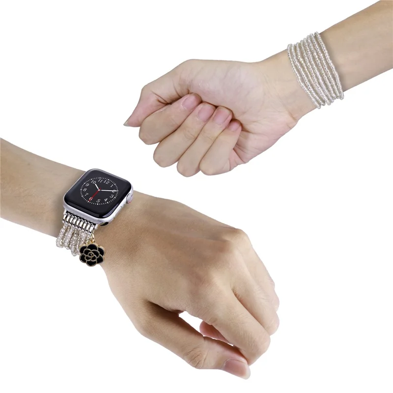 Watch Strap for Apple Watch Ultra 3 2 1 49mm / Series 11 10 46mm / 9 8 7 45mm / SE3 SE2 SE 6 5 4 44mm / 3 2 1 42mm Clear Rice Beads Bracelet Wrist Band
