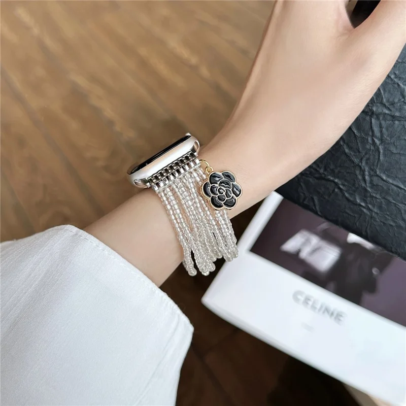 Watch Strap for Apple Watch Ultra 3 2 1 49mm / Series 11 10 46mm / 9 8 7 45mm / SE3 SE2 SE 6 5 4 44mm / 3 2 1 42mm Clear Rice Beads Bracelet Wrist Band