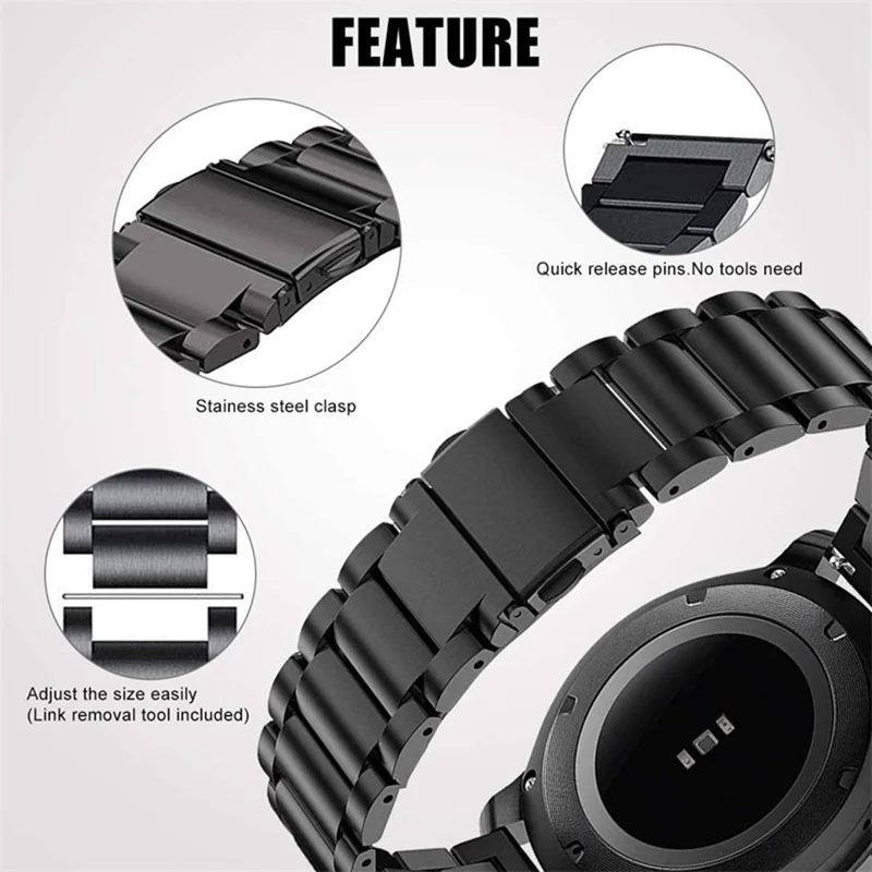 Correa de Reloj para Huawei Talkband B7 / B6 / B3 / Huawei Watch Fit mini Aleación de Titanio de 16 mm Correa de Muñeca de 3 Piezas - Negro