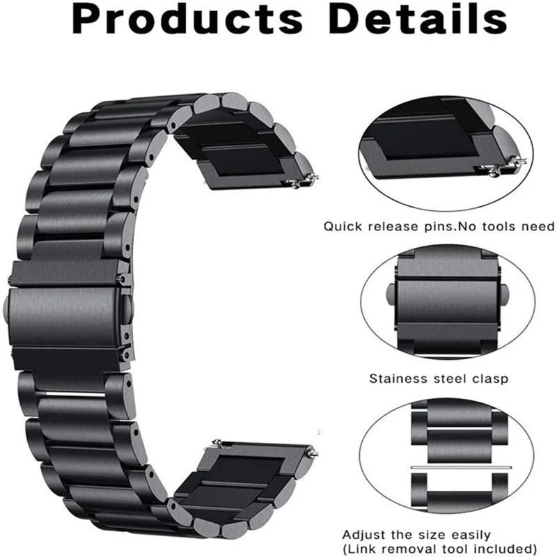 Correa de Reloj para Huawei Talkband B7 / B6 / B3 / Huawei Watch Fit mini Aleación de Titanio de 16 mm Correa de Muñeca de 3 Piezas - Negro