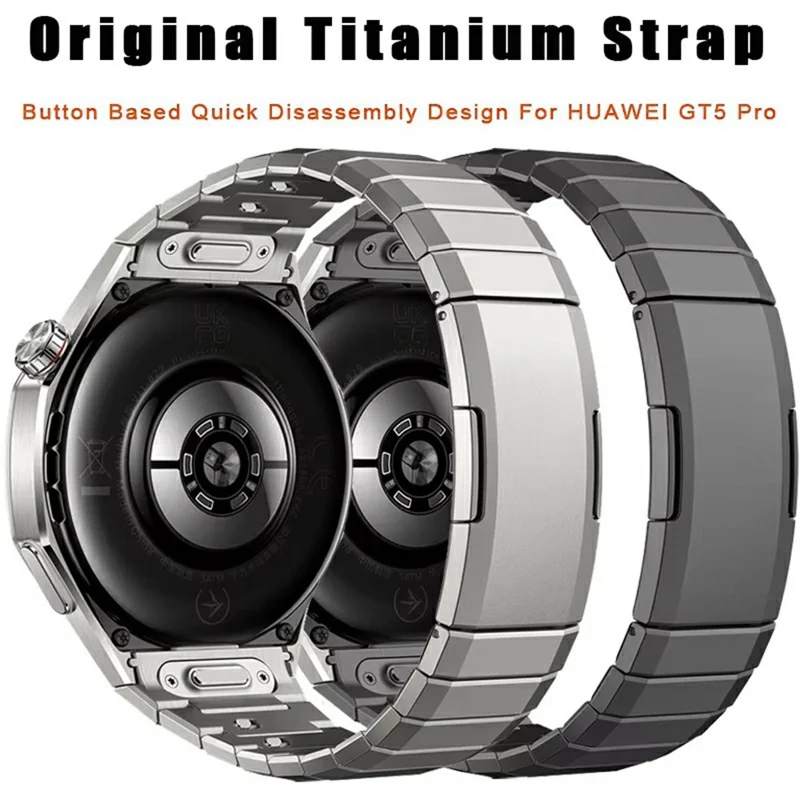 For Huawei Watch GT 5 Pro 46mm Wrist Band 1-Bead Titanium Alloy Watch Strap - Black