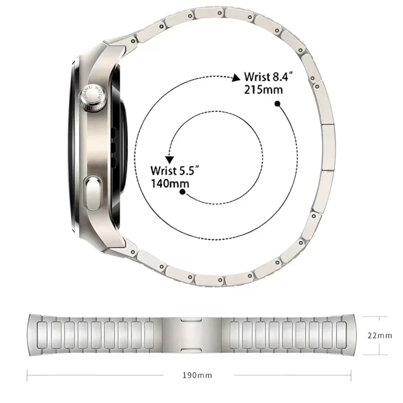 Para Huawei Watch GT 5 Pro 46mm Pulseira de Relógio de Liga de Titânio Removível - Cinza