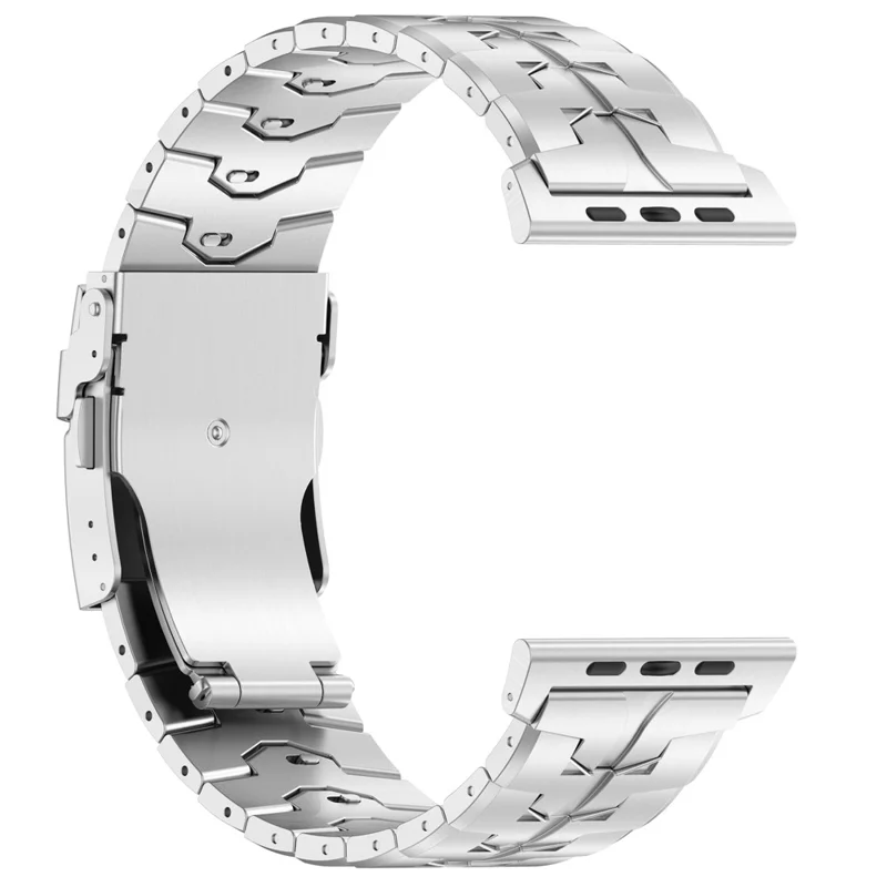 Watch Strap for Apple Watch Series 10 Ultra 9 8 7 SE 6 5 4 3 2 1 46mm 49mm 45mm 44mm 42mm Titanium Alloy Band with Flat Buckle - Silver