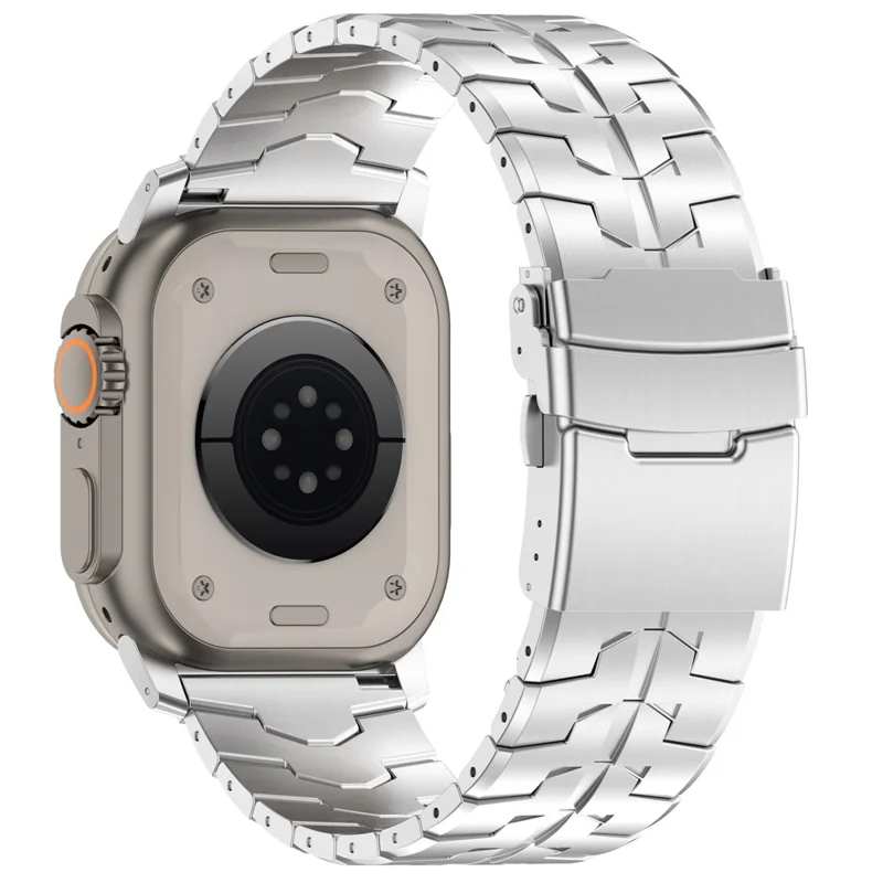 Watch Strap for Apple Watch Series 10 Ultra 9 8 7 SE 6 5 4 3 2 1 46mm 49mm 45mm 44mm 42mm Titanium Alloy Band with Flat Buckle - Silver