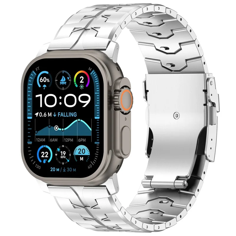 Watch Strap for Apple Watch Series 10 Ultra 9 8 7 SE 6 5 4 3 2 1 46mm 49mm 45mm 44mm 42mm Titanium Alloy Band with Flat Buckle - Silver