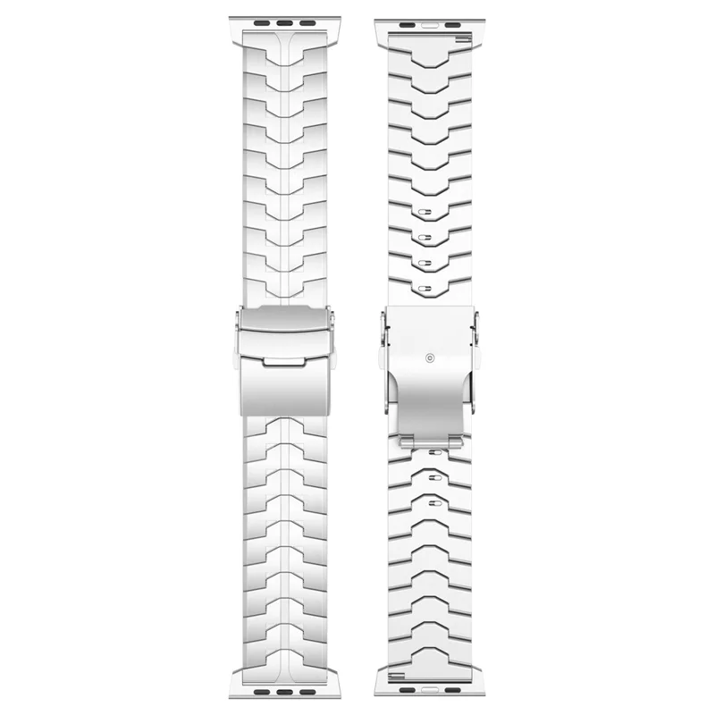 Watch Strap for Apple Watch Series 10 Ultra 9 8 7 SE 6 5 4 3 2 1 46mm 49mm 45mm 44mm 42mm Titanium Alloy Band with Flat Buckle - Silver