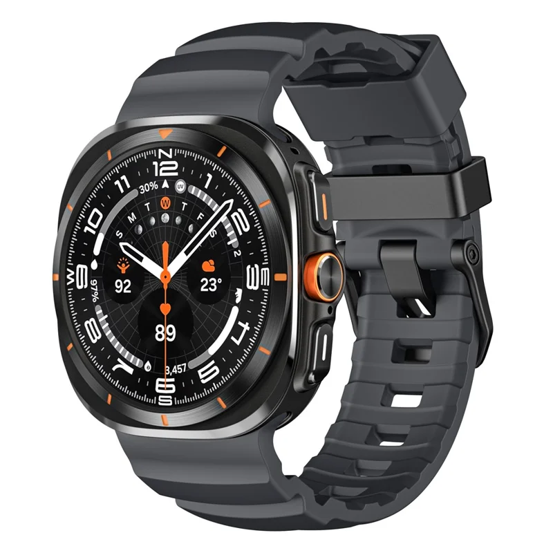 For Samsung Galaxy Watch Ultra 47mm Watch Band Adjustable Silicone Replacement Sports Strap - Black