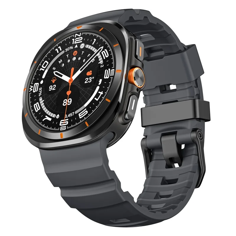 For Samsung Galaxy Watch Ultra 47mm Watch Band Adjustable Silicone Replacement Sports Strap - Black