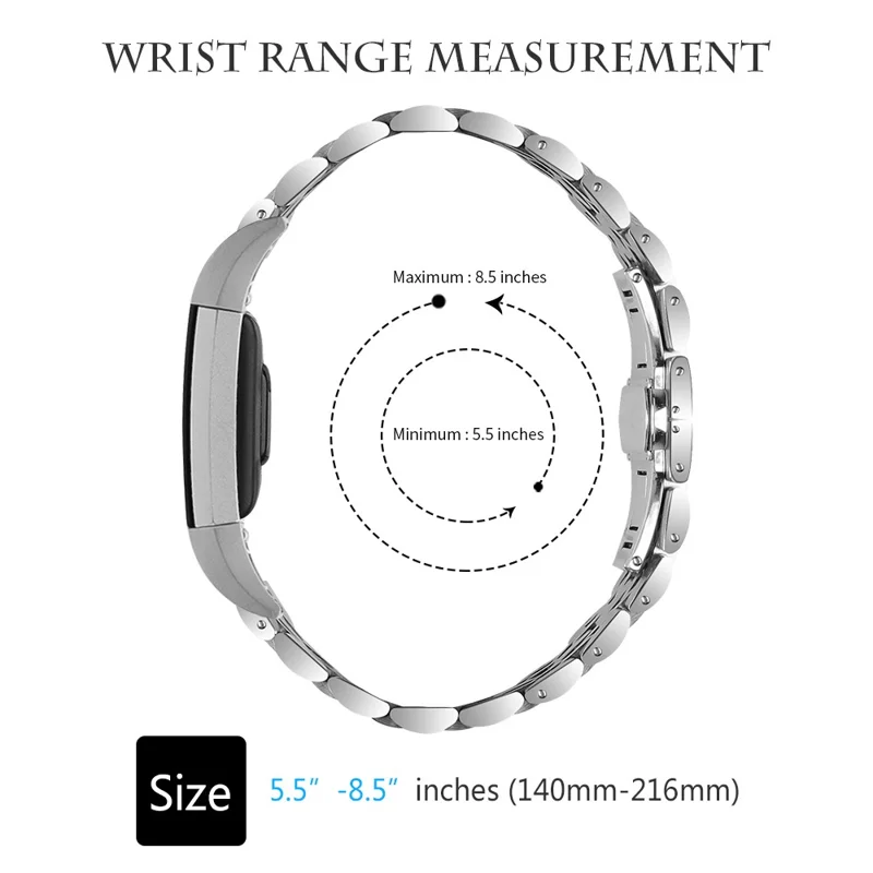 7 Perles Design Plan De Rechange En Acier Inoxydable Sangle De Poignet Pour FITBIT Charge 2 - Argent Or