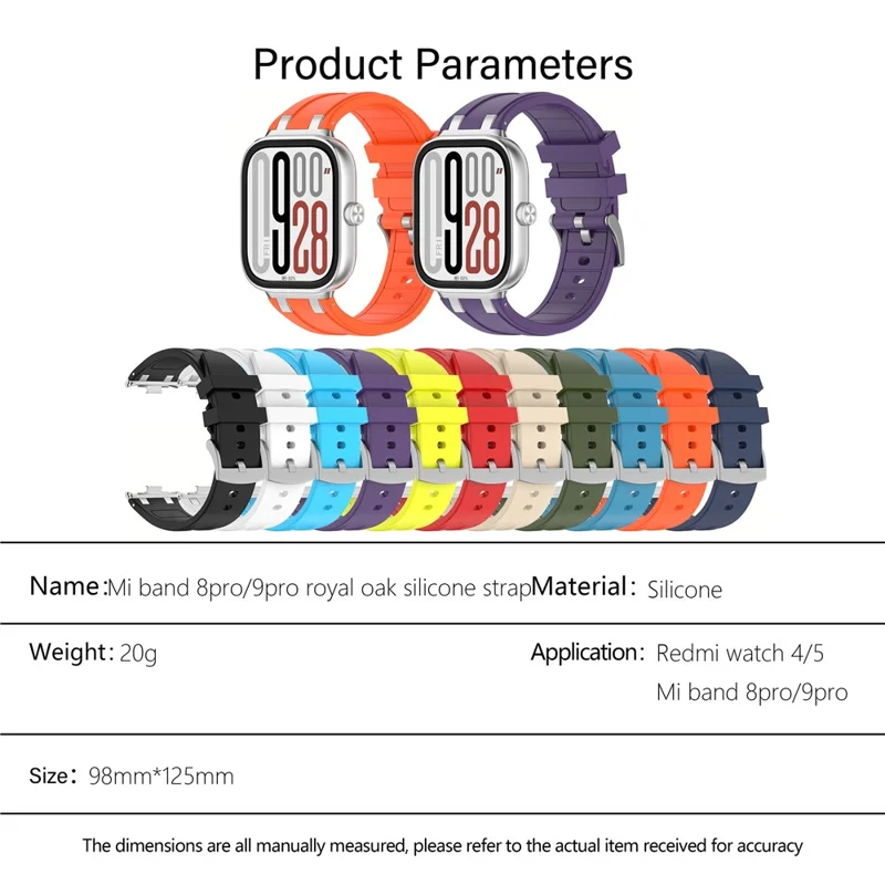 KALEBOL Watch Band for Xiaomi Smart Band 9 Pro / 8 Pro / Redmi Watch 5 / 4 Silicone Strap Replacement Wristband - Black