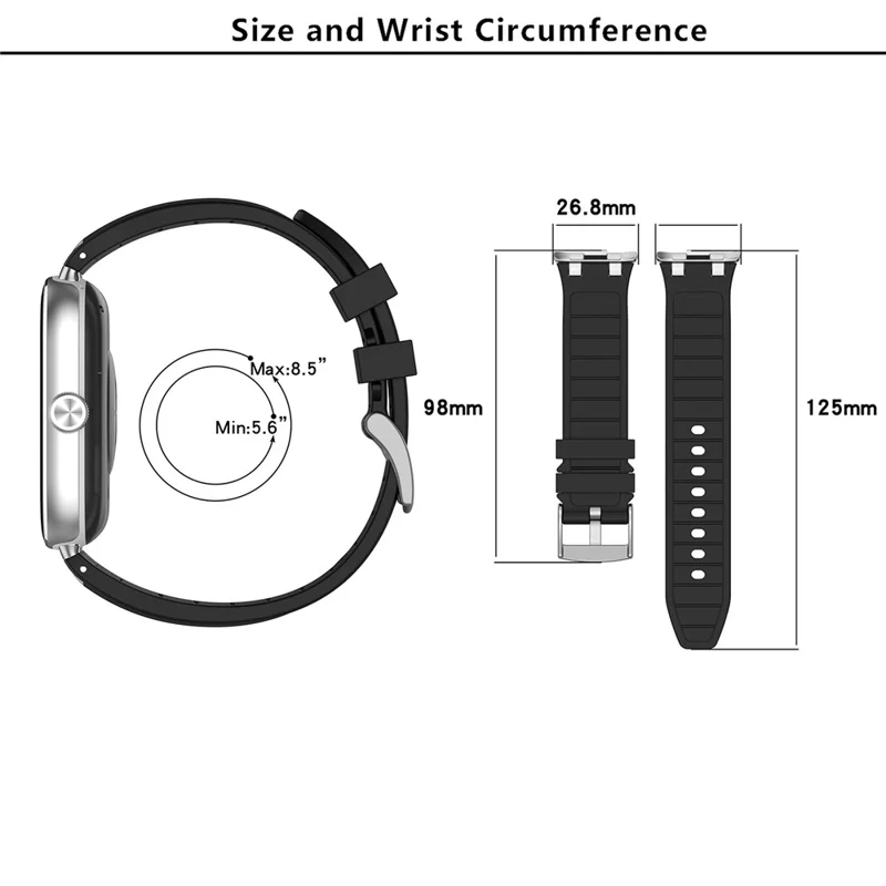 KALEBOL Watch Band for Xiaomi Smart Band 9 Pro / 8 Pro / Redmi Watch 5 / 4 Silicone Strap Replacement Wristband - Black