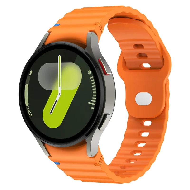 KALEBOL For Samsung Galaxy Watch7 44mm / 40mm Smart Watch Band Wave Silicone Wrist Strap - Orange