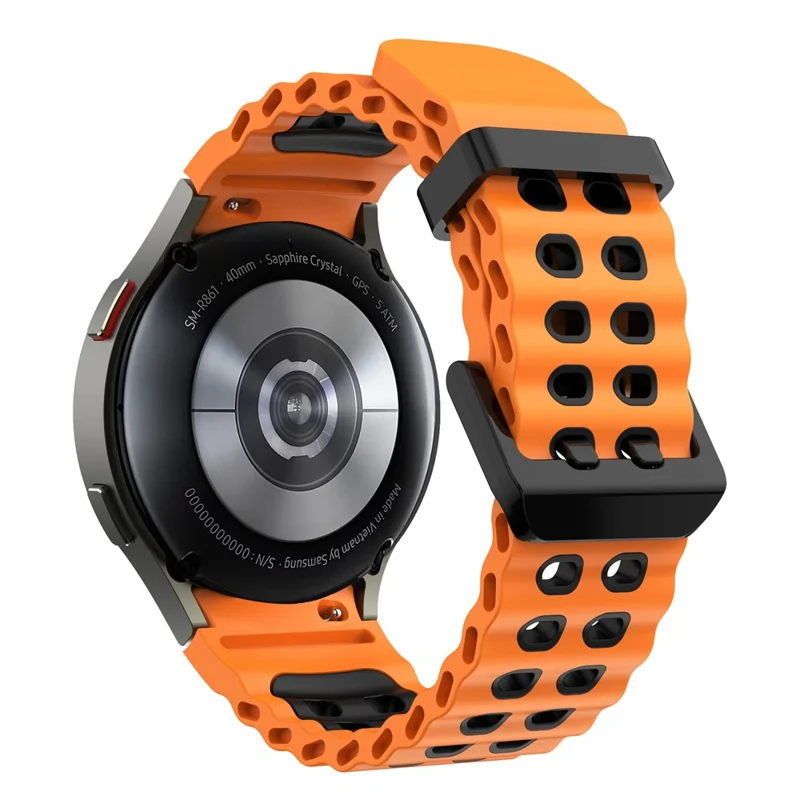 KALEBOL Para Samsung Galaxy Watch7 44mm / 40mm Pulseira de Silicone Bicolor de Substituição - Laranja+Preto