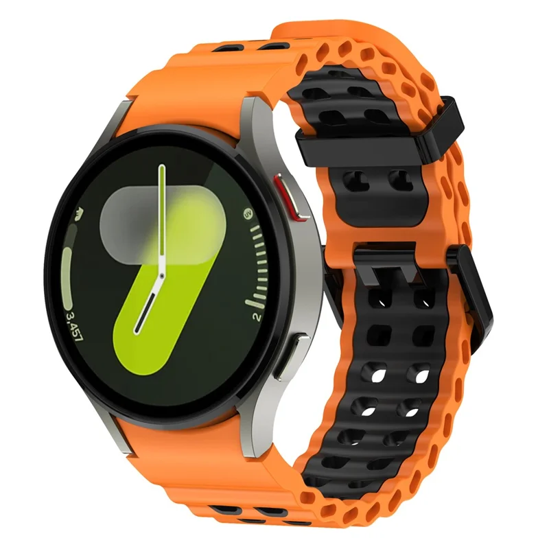 KALEBOL Para Samsung Galaxy Watch7 44mm / 40mm Pulseira de Silicone Bicolor de Substituição - Laranja+Preto