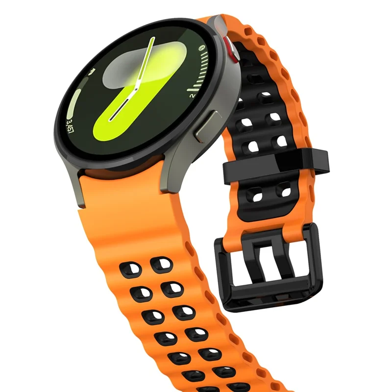 KALEBOL Para Samsung Galaxy Watch7 44mm / 40mm Pulseira de Silicone Bicolor de Substituição - Laranja+Preto