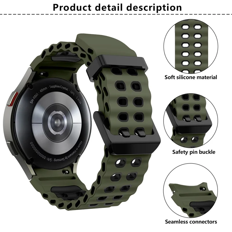 KALEBOL Para Samsung Galaxy Watch7 44mm / 40mm Pulseira de Silicone Bicolor de Substituição - Laranja+Preto
