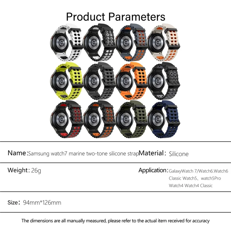 KALEBOL Para Samsung Galaxy Watch7 44mm / 40mm Pulseira de Silicone Bicolor de Substituição - Laranja+Preto