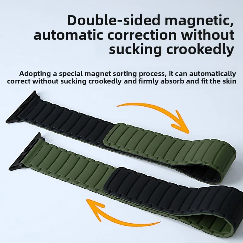 Pulseira para Apple Watch Series 10 9 8 7 SE 6 5 4 3 2 1 42mm 41mm 40mm 38mm Alça de Loop Magnética de Silicone em Duas Cores - Cinza Vermelho / Bege