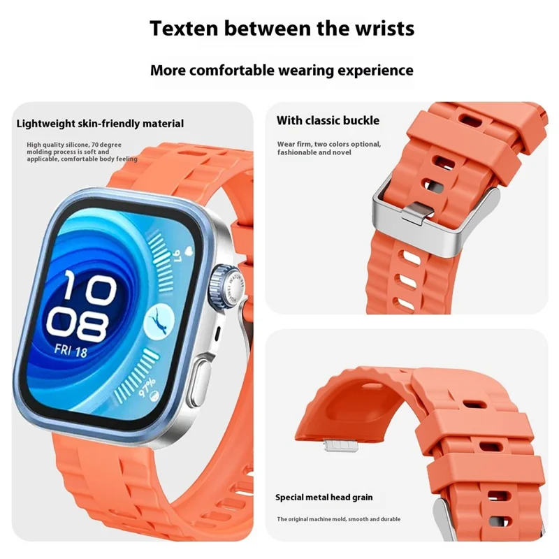 Per Huawei Watch Fit 4 Pro Cinturino in Silicone con Fibbia in Metallo per Sostituzione Cinghino da Polso - Arancione