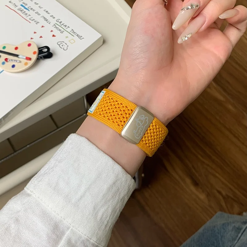 Wrist Strap for Apple Watch Series 10 9 8 7 SE 6 5 4 3 2 1 42mm 41mm 40mm 38mm Dachshund Breathable Nylon Watch Band - Yellow