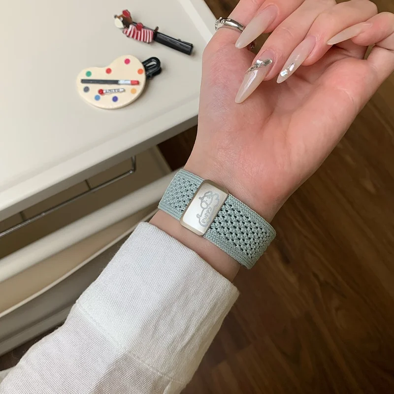Wrist Strap for Apple Watch Series 10 Ultra 9 8 7 SE 6 5 4 3 2 1 46mm 49mm 45mm 44mm 42mm Dachshund Breathable Nylon Watch Band - Mint Green