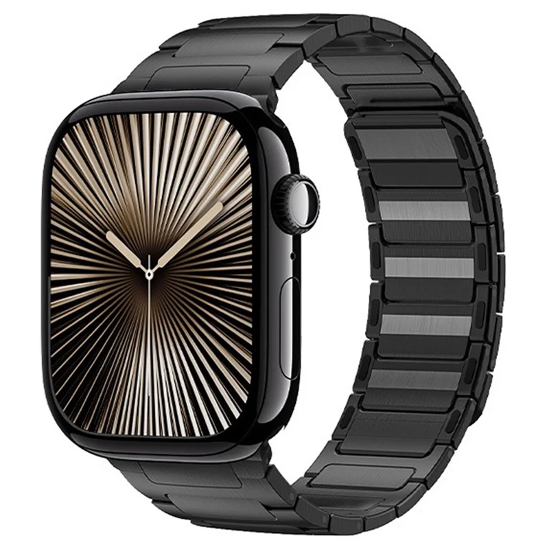 Watch Band For Apple Watch Series 10 9 8 7 SE 6 5 4 3 2 1 42mm 41mm 40mm 38mm I-Shape Magnetic Stainless Steel Wrist Strap - Black