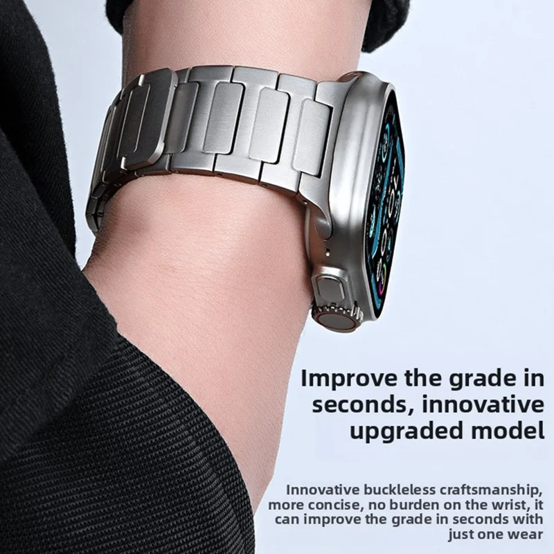 Watch Band For Apple Watch Series 10 9 8 7 SE 6 5 4 3 2 1 42mm 41mm 40mm 38mm I-Shape Magnetic Stainless Steel Wrist Strap - Black