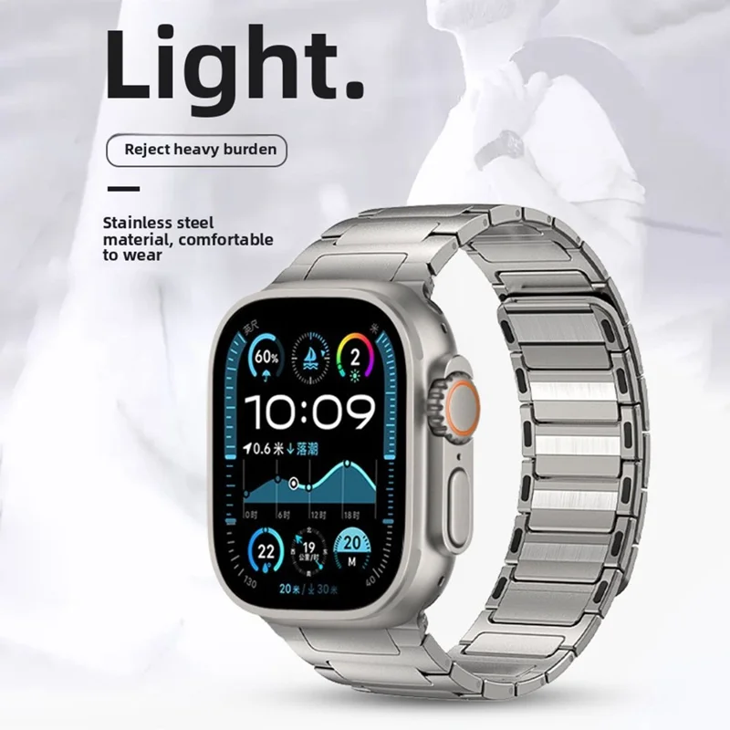 Cinturino per Apple Watch Series 10 Ultra 9 8 7 SE 6 5 4 3 2 1 46mm 49mm 45mm 44mm 42mm Forma I Magnetico in Acciaio Inossidabile - Nero