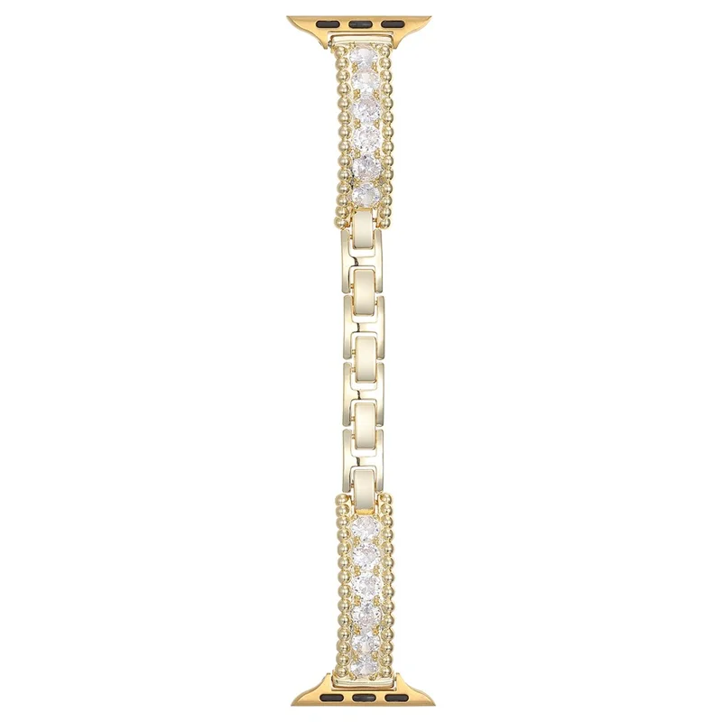 Bracelet Strap for Apple Watch Series 10 9 8 7 SE 6 5 4 3 2 1 42mm 41mm 40mm 38mm Beads Zircon Copper Watch Band - Gold