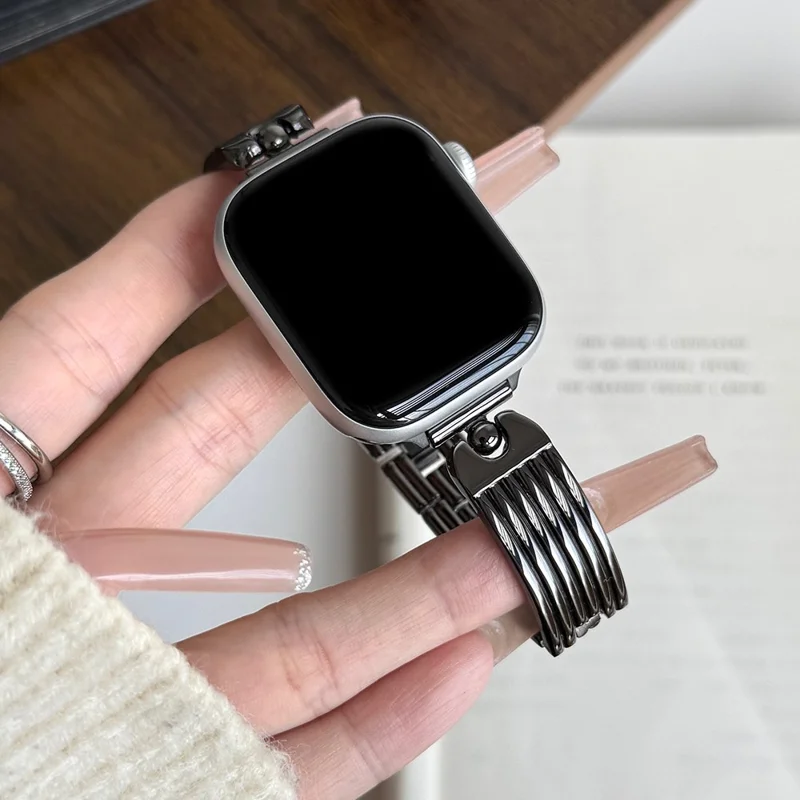 Uhrenarmband für Apple Watch Series 10 Ultra 9 8 7 SE 6 5 4 3 2 1 46mm 49mm 45mm 44mm 42mm Wassertropfen-Gelenk Zinklegierung Band - Schwarz