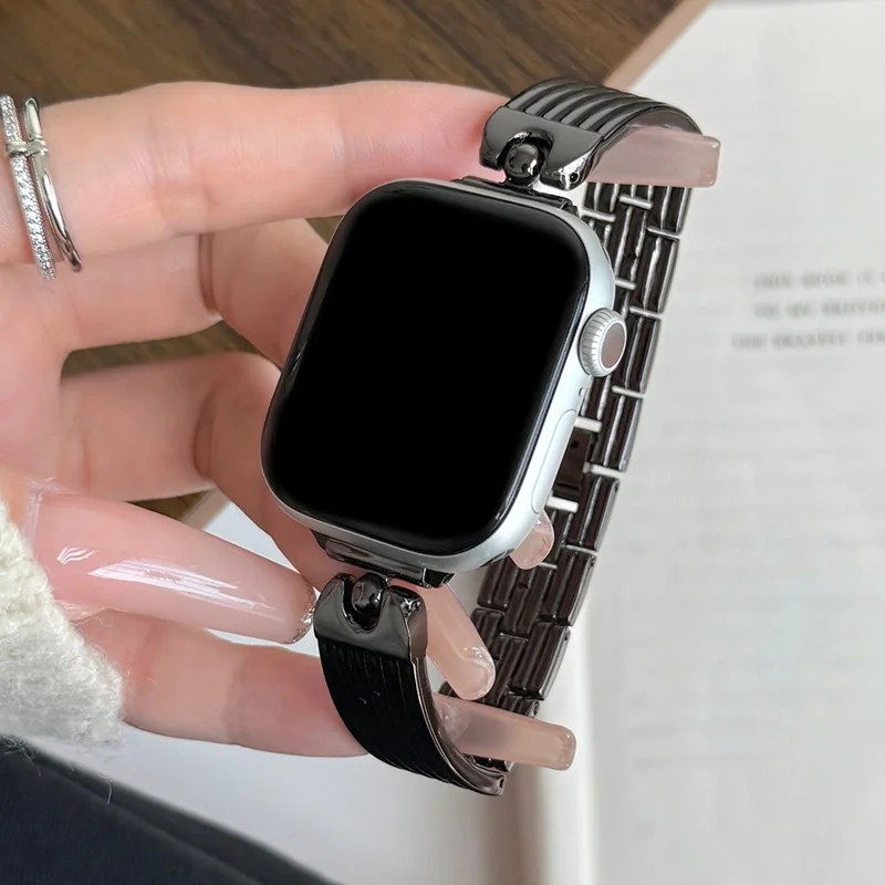 Uhrenarmband für Apple Watch Series 10 Ultra 9 8 7 SE 6 5 4 3 2 1 46mm 49mm 45mm 44mm 42mm Wassertropfen-Gelenk Zinklegierung Band - Schwarz