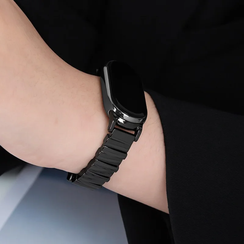 Pour Xiaomi Smart Band 9 / 8 Bracelet Irrégulier en Acier Inoxydable - Noir