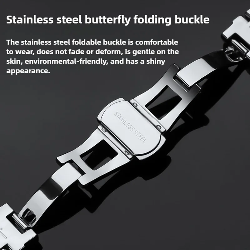 Pour Xiaomi Smart Band 9 / 8 Bracelet Irrégulier en Acier Inoxydable - Noir