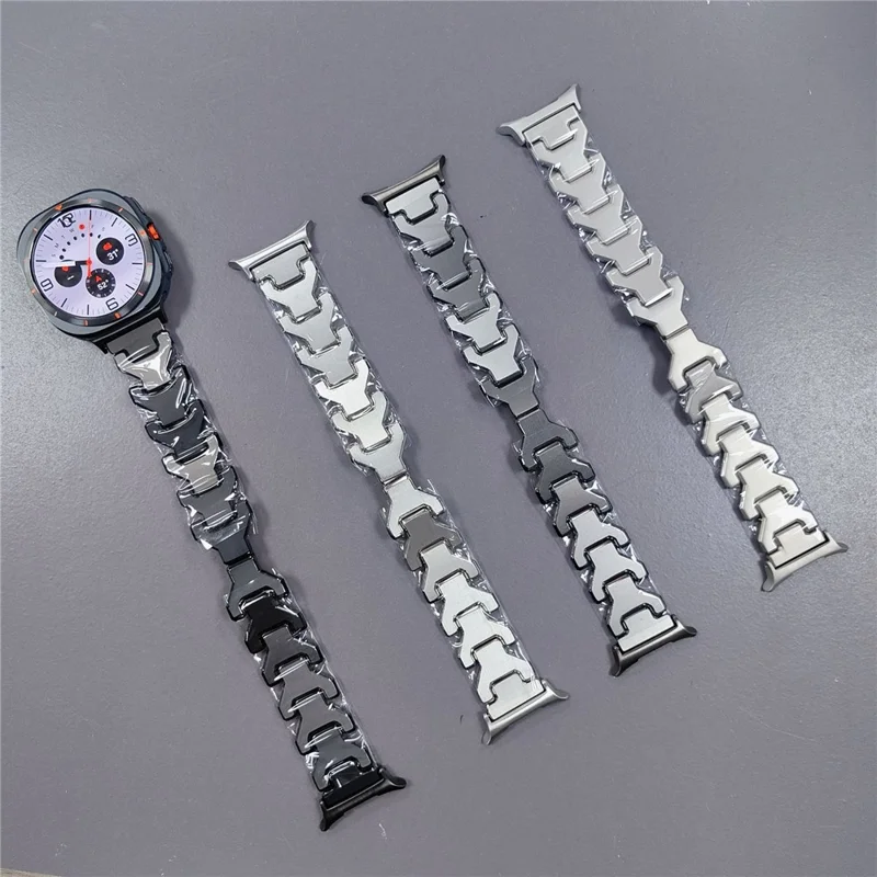 For Samsung Galaxy Watch Ultra 47mm Titanium Alloy Watch Strap Y-Shpae Wrist Band - Black