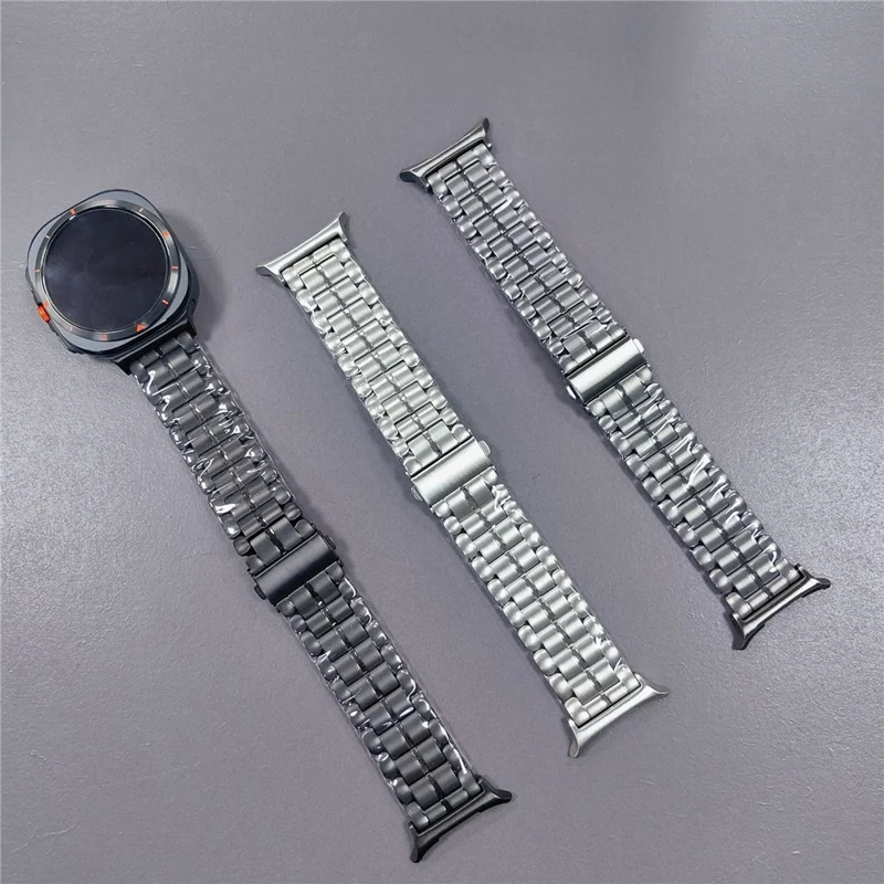 Pulseira de Titânio de 5 Elos para Samsung Galaxy Watch Ultra 47mm - Design Semicircular - Preto