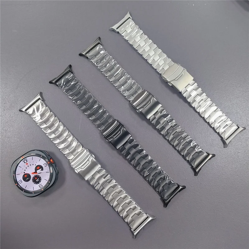For Samsung Galaxy Watch Ultra 47mm Titanium Alloy Watch Strap Butterfly Shape Wrist Band - Black