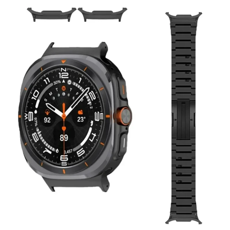 For Samsung Galaxy Watch Ultra 47mm Titanium Watch Band Quick Release One-Click Side Sliding Buckle 190mm Strap - Grey