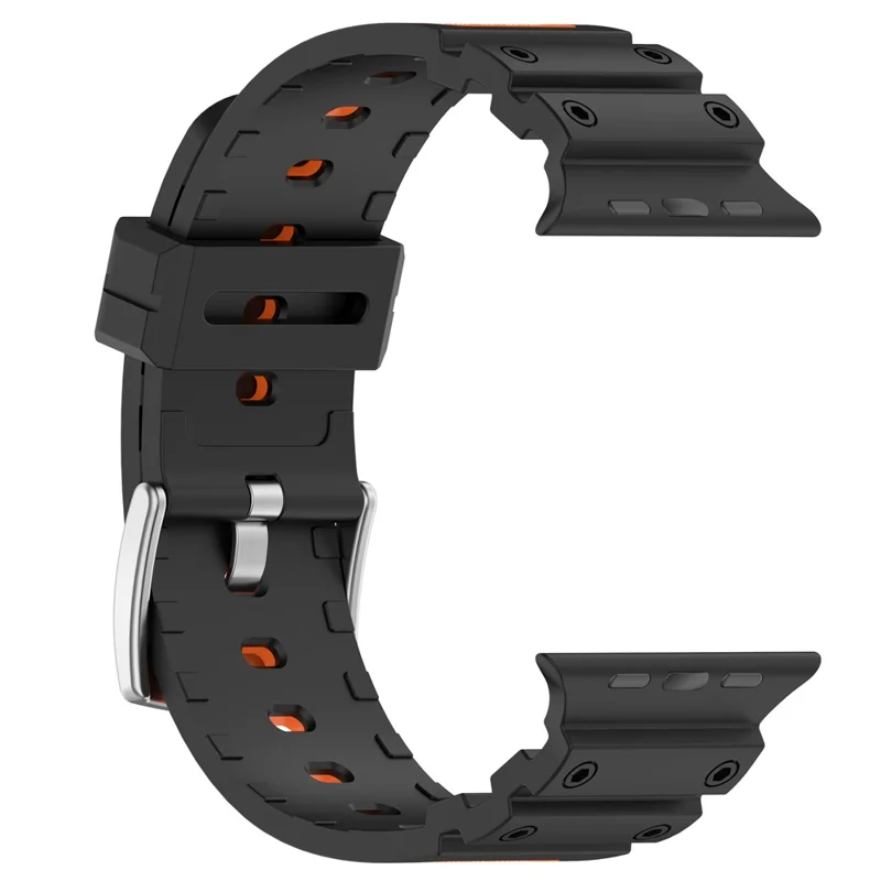 Silicone Band for Apple Watch Series 10 Ultra 9 8 7 SE 6 5 4 3 2 1 46mm 49mm 45mm 44mm 42mm Dual Color Watch Strap - Black / Orange