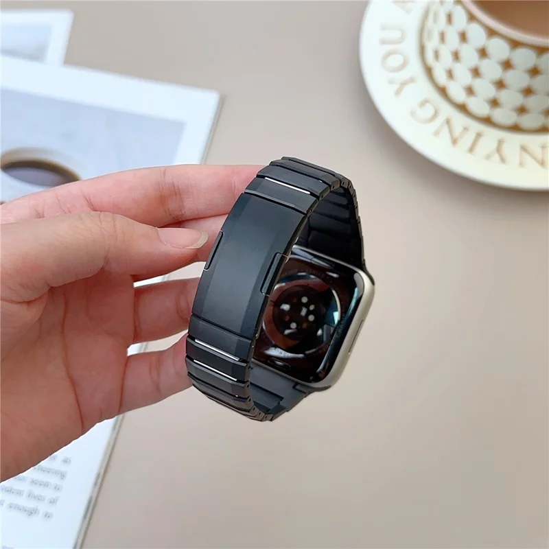 Stainless Steel Watch Band For Apple Watch Series 10 9 8 7 SE 6 5 4 3 2 1 42mm 41mm 40mm 38mm Wrist Strap with Side Buckle - Black