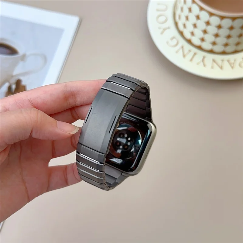 Stainless Steel Watch Band For Apple Watch Series 10 9 8 7 SE 6 5 4 3 2 1 42mm 41mm 40mm 38mm Wrist Strap with Side Buckle - Titanium Grey
