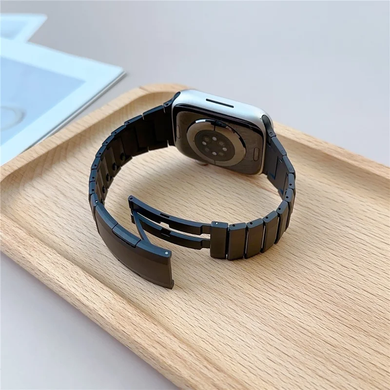 Stainless Steel Watch Band For Apple Watch Ultra 3 2 1 49mm / Series 11 10 46mm / 9 8 7 45mm / SE3 SE2 SE 6 5 4 44mm / 3 2 1 42mm Wrist Strap with Side Buckle - Black