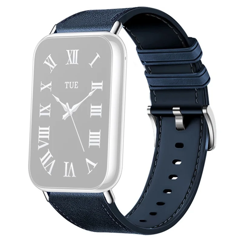 Bracelet pour Xiaomi Smart Band 9 Pro / 8 / Redmi Watch 5 / 4 - Bracelet de Poignet en Cuir Texturé Silicone - Bleu Minuit